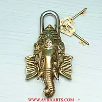 Brass Ganesha Lock - 8 inch Height
