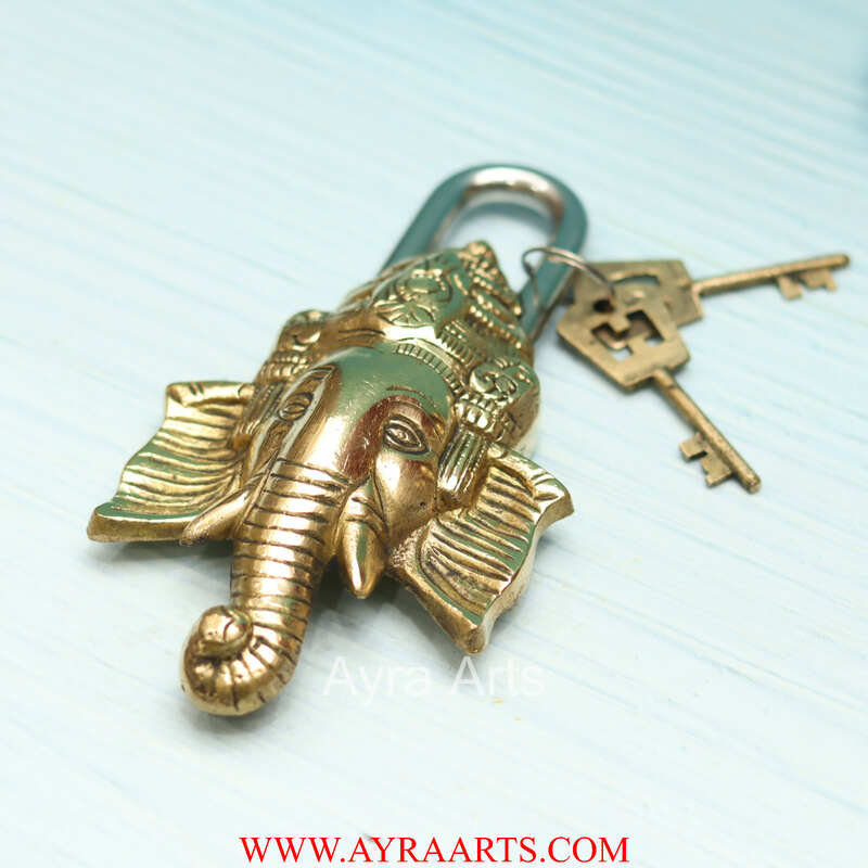 Brass Ganesha Lock - 8 inch Height