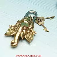Brass Ganesha Lock - 8 inch Height