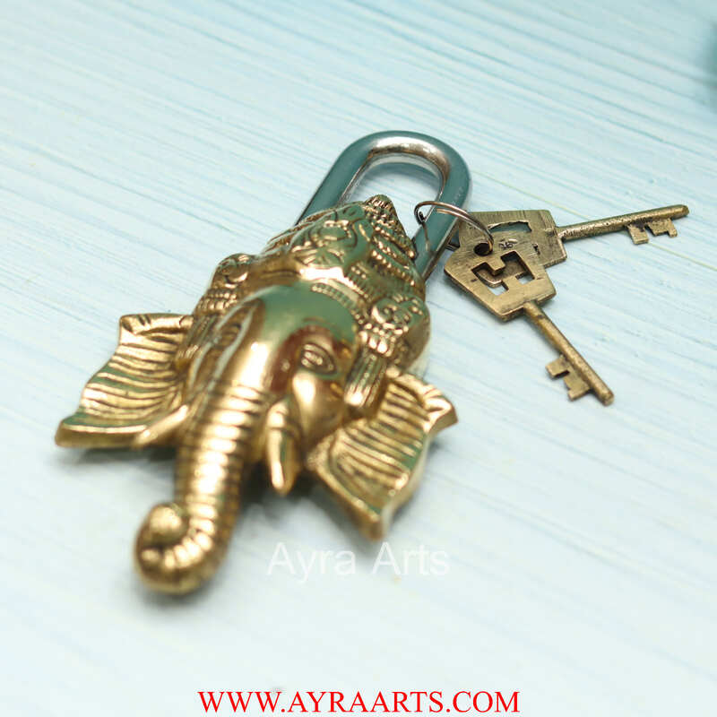 Brass Ganesha Lock - 8 inch Height