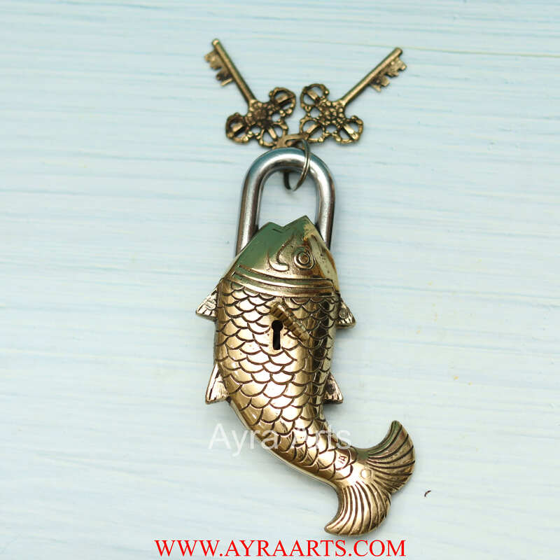 Brass Fish Design Lock - 7 inch Height