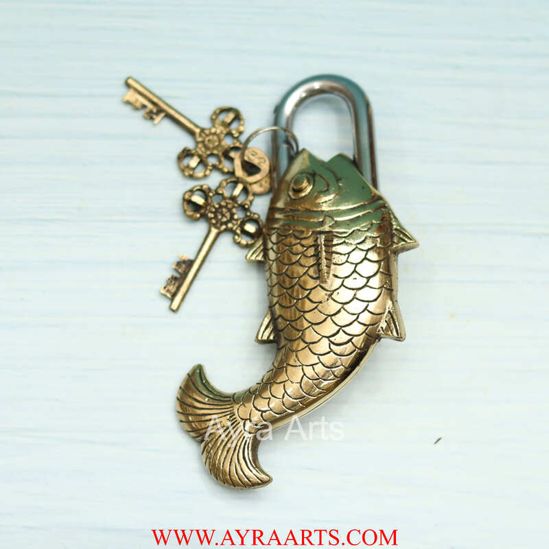 Brass Fish Design Lock - 7 inch Height