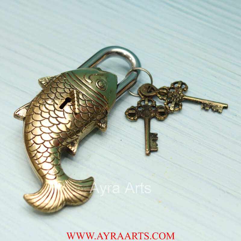 Brass Fish Design Lock - 7 inch Height