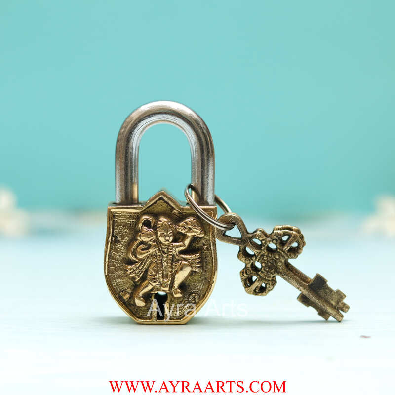 Brass Hanuman Door Lock - 3.5 inch Height