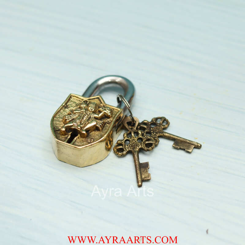 Brass Hanuman Door Lock - 3.5 inch Height