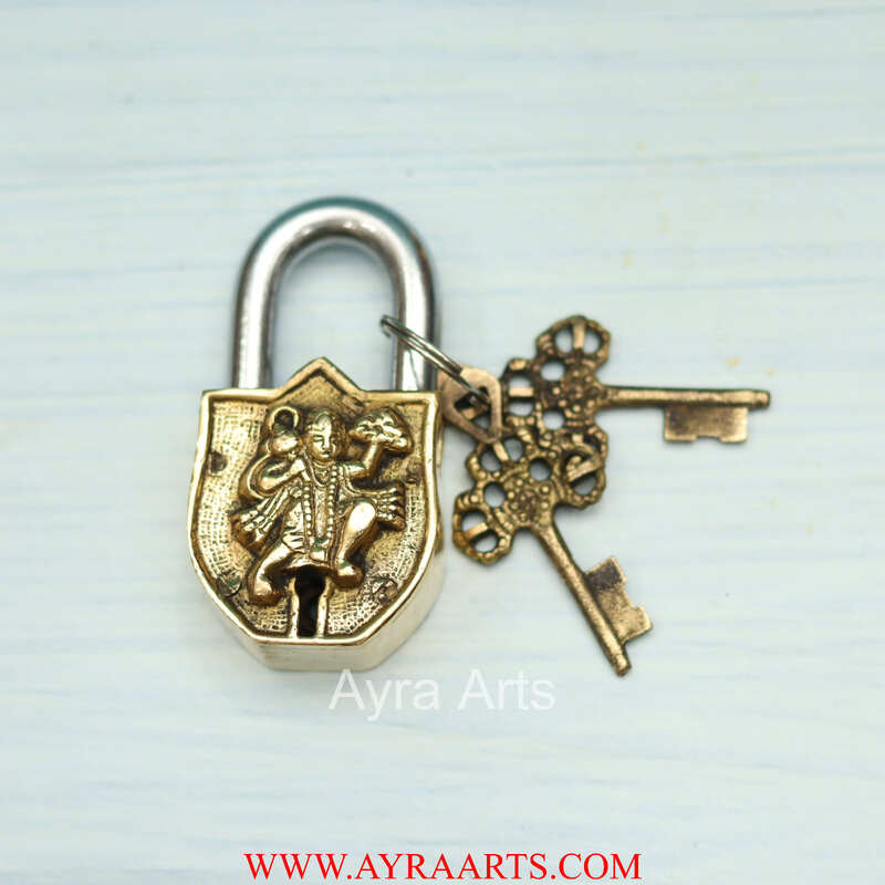 Brass Hanuman Door Lock - 3.5 inch Height
