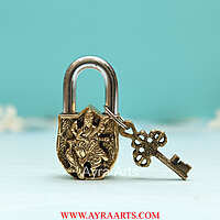 Brass Saraswathi Mata Door Lock - 3.5 inch Height