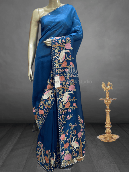 Zarah - Tissue Georgette Saree in Thread Embroidery SWS209
