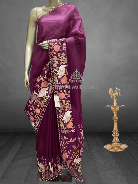 Zarah - Tissue Georgette Saree in Thread Embroidery SWS208