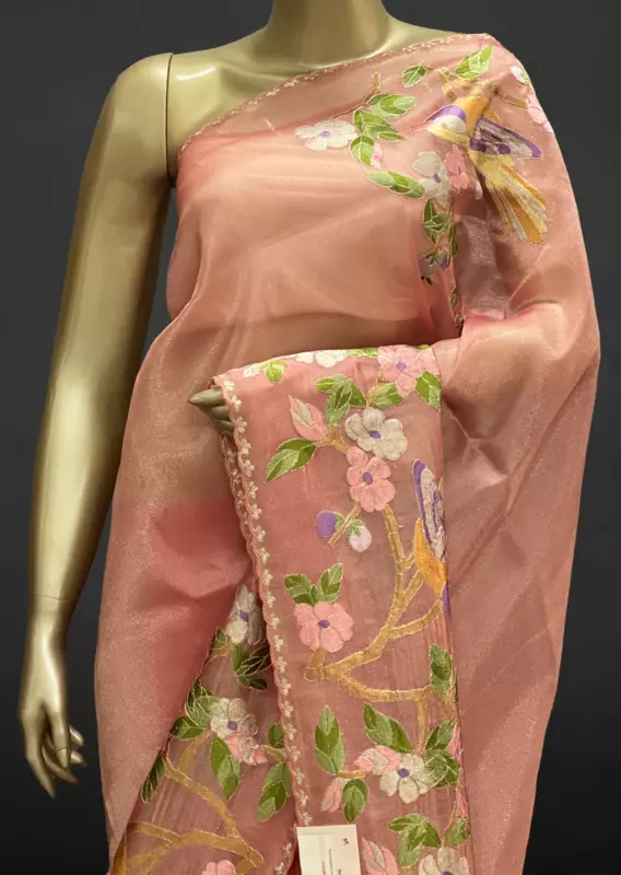 Zarah - Tissue Georgette Saree in Thread Work  SWS198