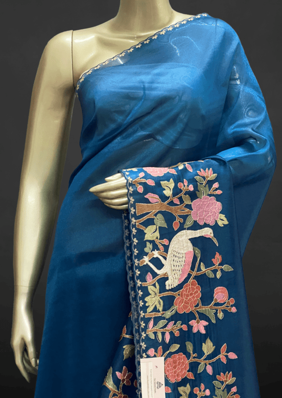 Zarah - Tissue Georgette Saree in Thread Embroidery SWS209