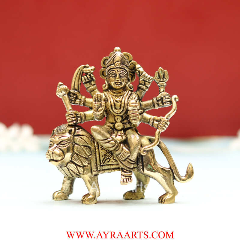 Shri Maa Durga Idol in Brass - 4 Inch Height