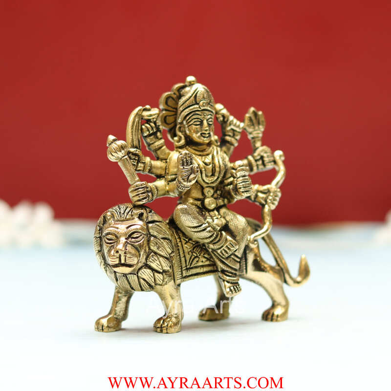Shri Maa Durga Idol in Brass - 4 Inch Height