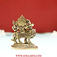 Handcrafted Goddess Durga idol in Pure Brass Devi Maa Sitting On The Lion - 4 Inch Height