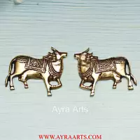 Handcrafted Pure Brass Pichwai Kamdhenu Cow Wall Hanging - 4 Inch Height