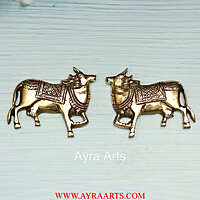 Handcrafted Pure Brass Pichwai Kamdhenu Cow Wall Hanging - 4 Inch Height