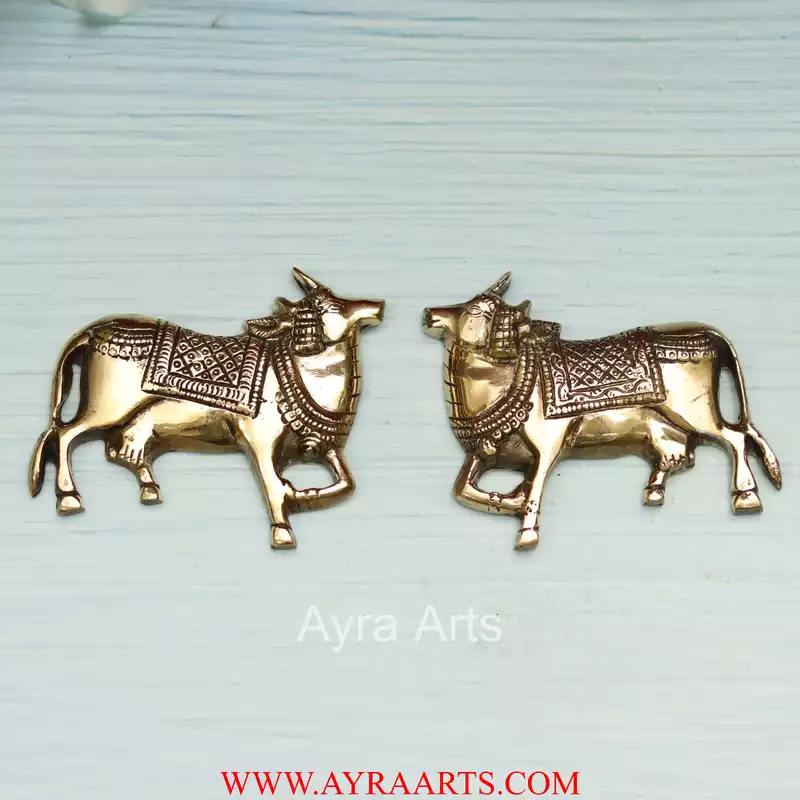 Handcrafted Pure Brass Pichwai Kamdhenu Cow Wall Hanging - 4 Inch Height