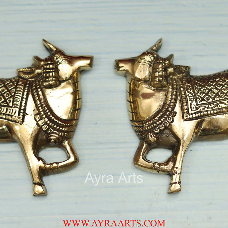 Handcrafted Pure Brass Pichwai Kamdhenu Cow Wall Hanging - 4 Inch Height