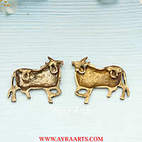 Handcrafted Pure Brass Pichwai Kamdhenu Cow Wall Hanging - 4 Inch Height