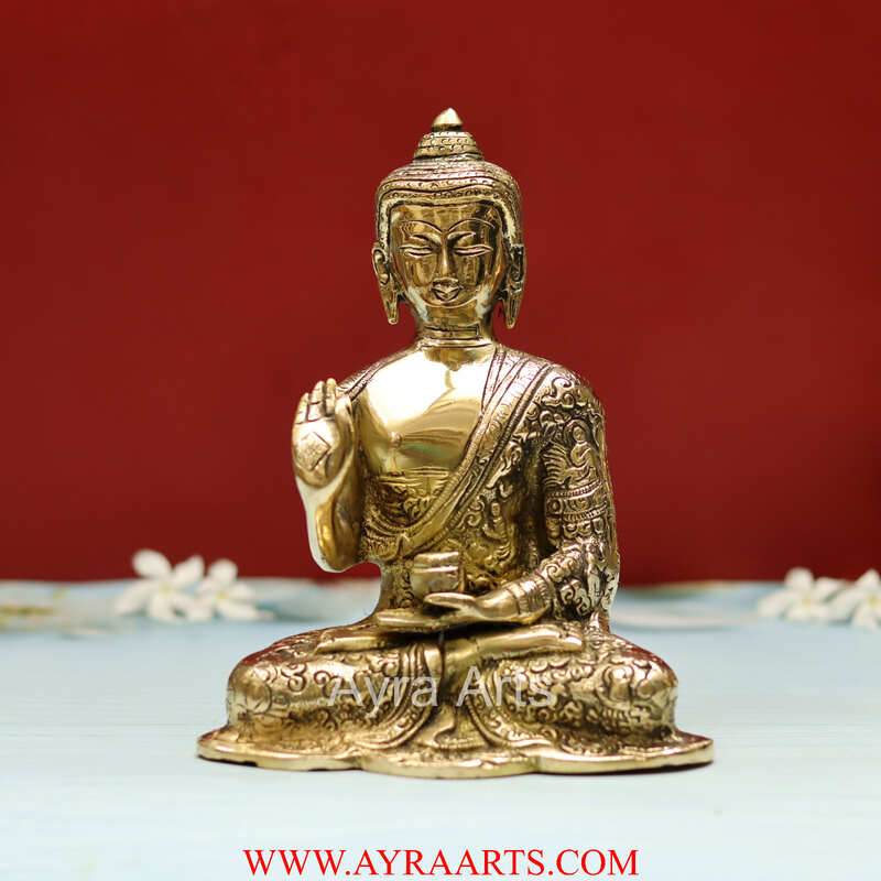 Brass Lord Buddha Statue Idol - 8 Inch Height