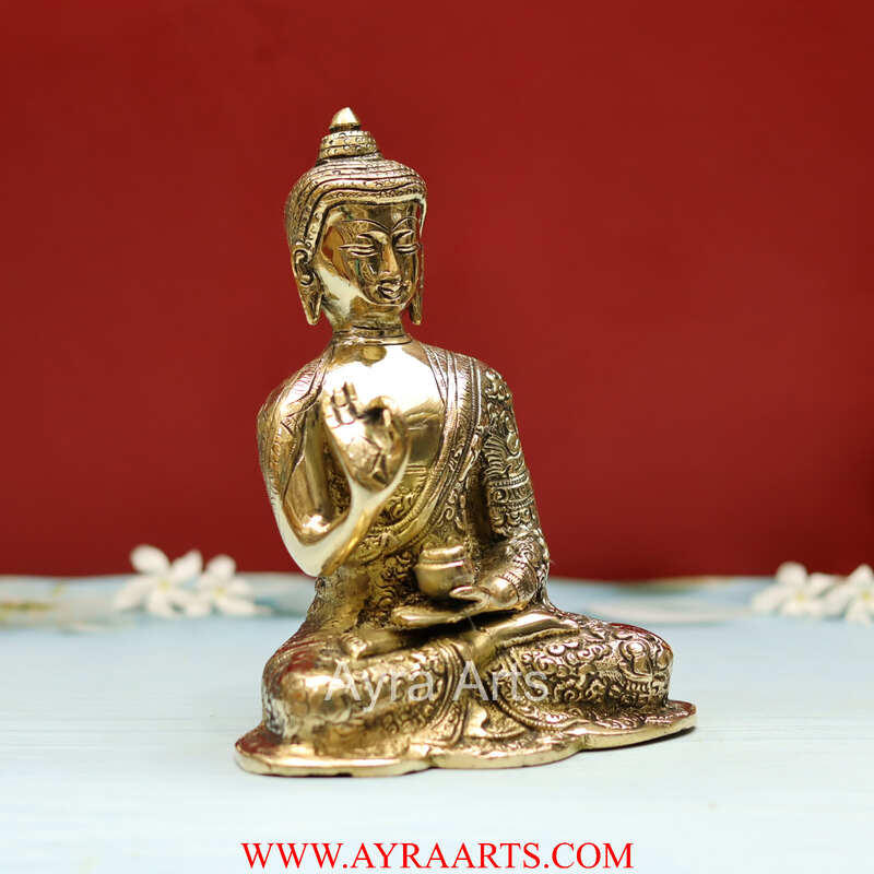 Brass Lord Buddha Statue Idol - 8 Inch Height