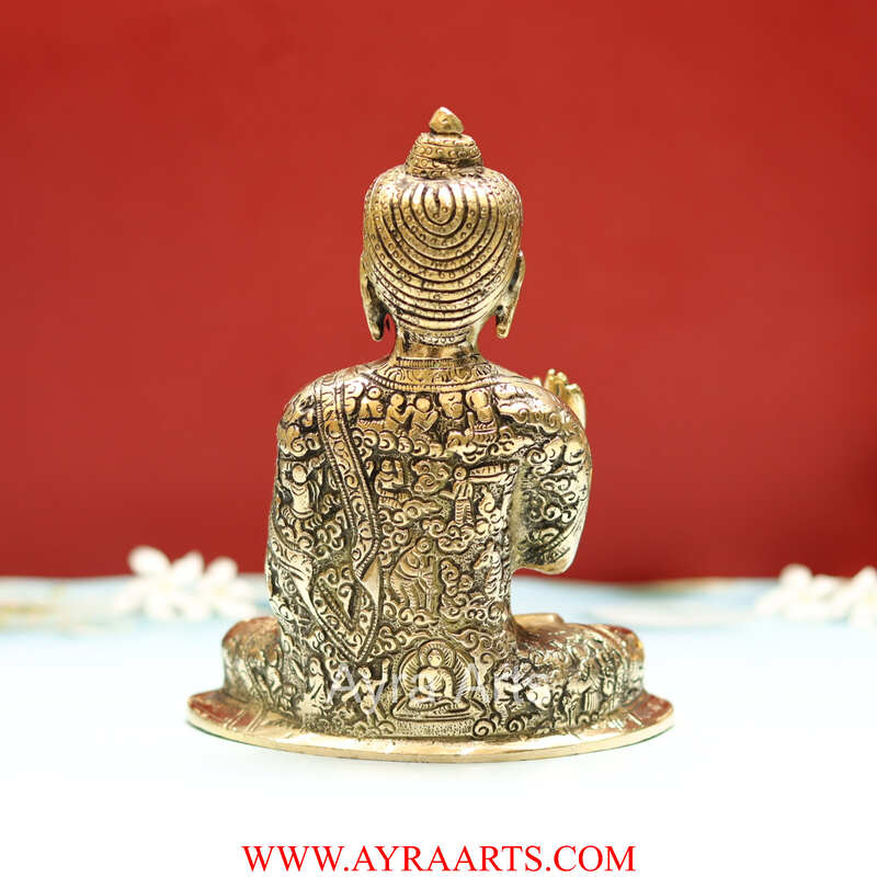 Brass Lord Buddha Statue Idol - 8 Inch Height