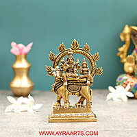 Brass Superfine Shiva Parvati Seating on Bull Nandi Pradosha Nayagar Idol - 5.5 Inch Height