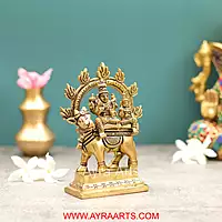 Brass Superfine Shiva Parvati Seating on Bull Nandi Pradosha Nayagar Idol - 5.5 Inch Height