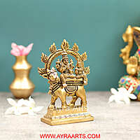 Brass Superfine Shiva Parvati Seating on Bull Nandi Pradosha Nayagar Idol - 5.5 Inch Height