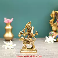 Brass Maha Kala Bhairava Idol with Dog Figurine Lord Shiva Avatar for Temple and Home - 5 Inch Height