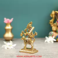 Brass Maha Kala Bhairava Idol with Dog Figurine Lord Shiva Avatar for Temple and Home - 5 Inch Height