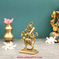 Brass Maha Kala Bhairava Idol with Dog Figurine Lord Shiva Avatar for Temple and Home - 5 Inch Height