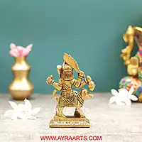 Brass Maha Kala Bhairava Idol with Dog Figurine Lord Shiva Avatar for Temple and Home - 5 Inch Height