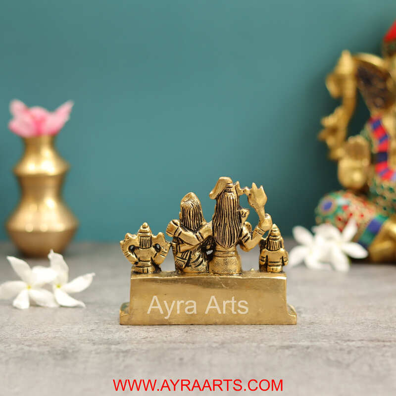 Brass Shiv Parivar Bholenath Shankar Ganesh Family Murti Idol- 3.5 Inch Height