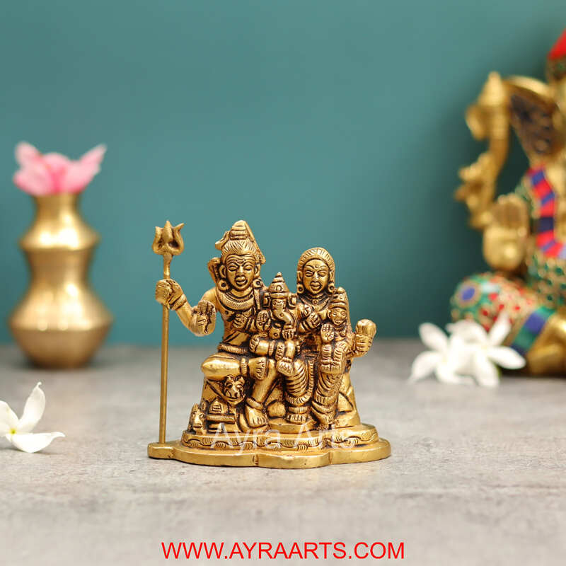 Brass Complete Shiv Parivar Idol - 4 Inch Height