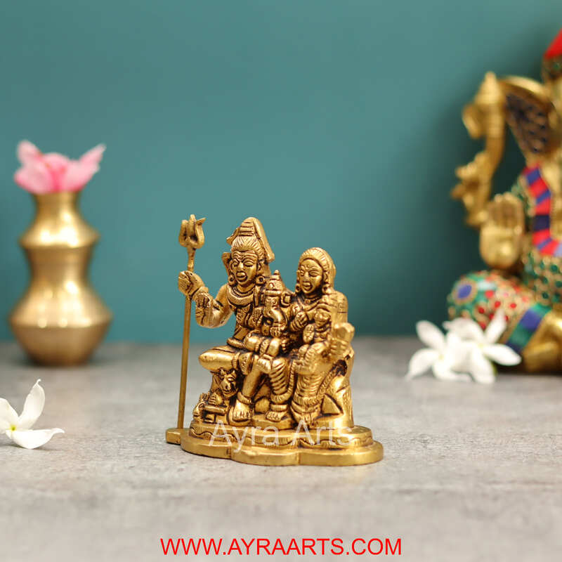 Brass Complete Shiv Parivar Idol - 4 Inch Height