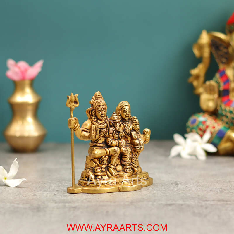 Brass Complete Shiv Parivar Idol - 4 Inch Height