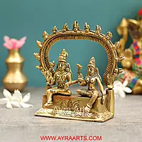 Brass Shiva Parvati with Kirtimukha Prabhavali - 6 Inch Height
