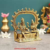 Brass Shiva Parvati with Kirtimukha Prabhavali - 6 Inch Height