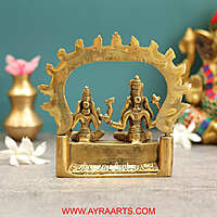 Brass Shiva Parvati with Kirtimukha Prabhavali - 6 Inch Height