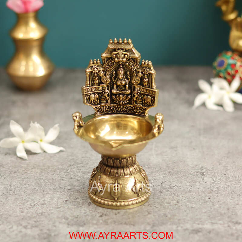 Premium Brass Lakshmi Deepak - 5.5 Inch Height