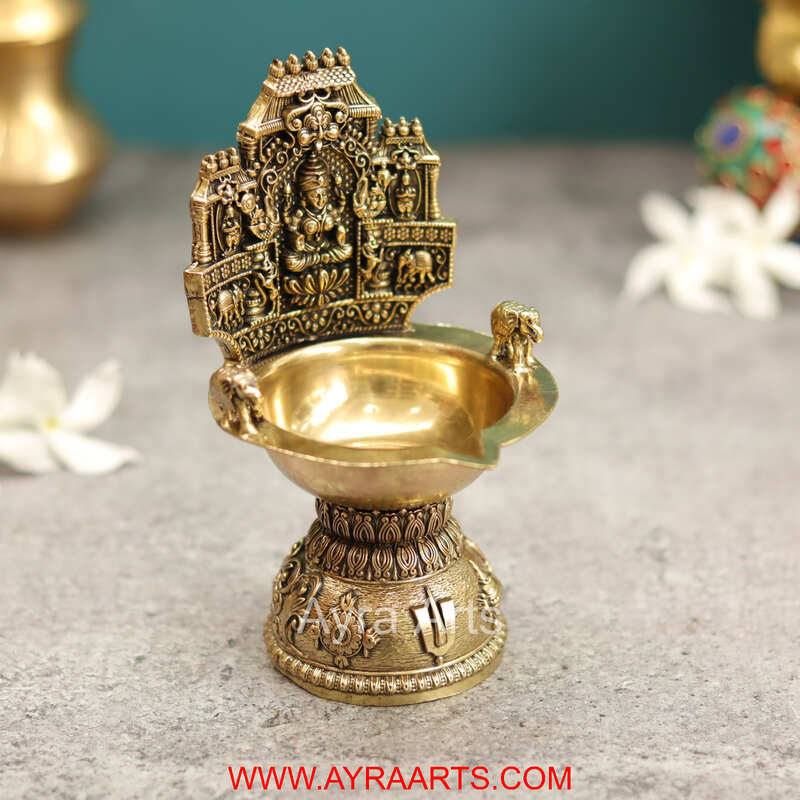 Premium Brass Lakshmi Deepak - 5.5 Inch Height