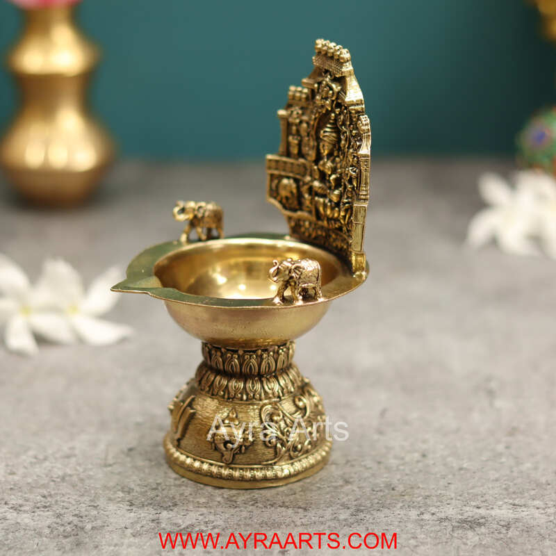 Premium Brass Lakshmi Deepak - 5.5 Inch Height
