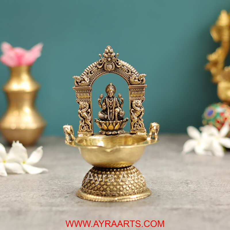Premium Brass Lakshmi Deepak - 5 Inch Height