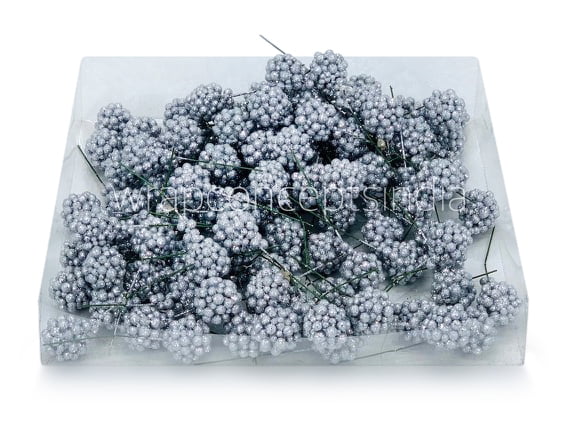 Glitter Balls On Stick-Silver