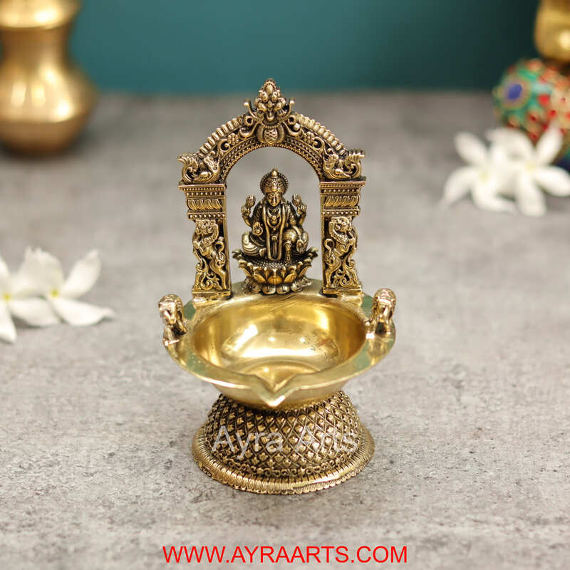 Premium Brass Lakshmi Deepak - 5 Inch Height