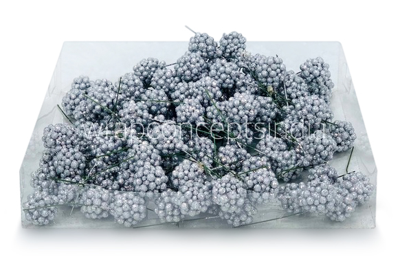 Glitter Balls On Stick-Silver