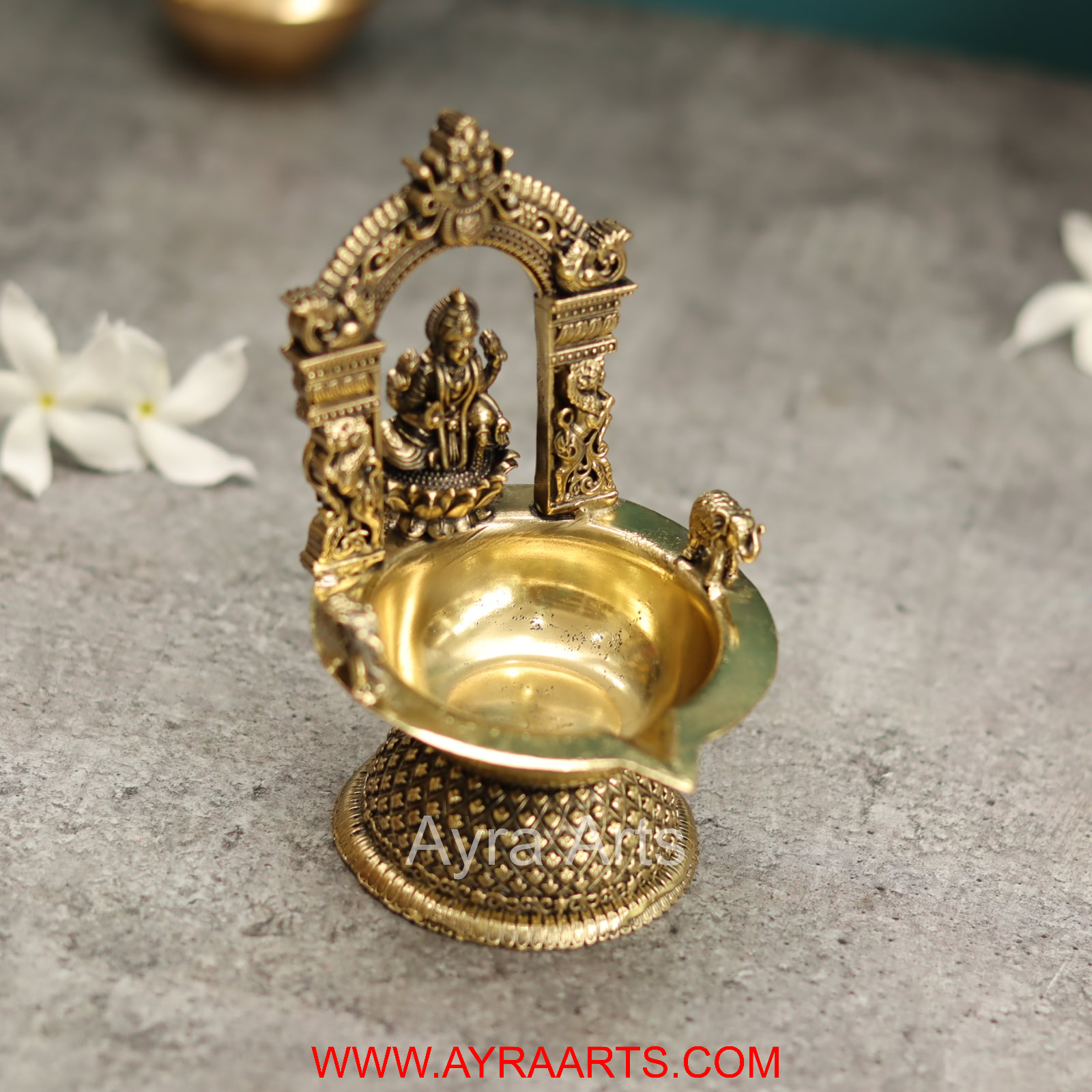 Premium Brass Lakshmi Deepak - 5 Inch Height
