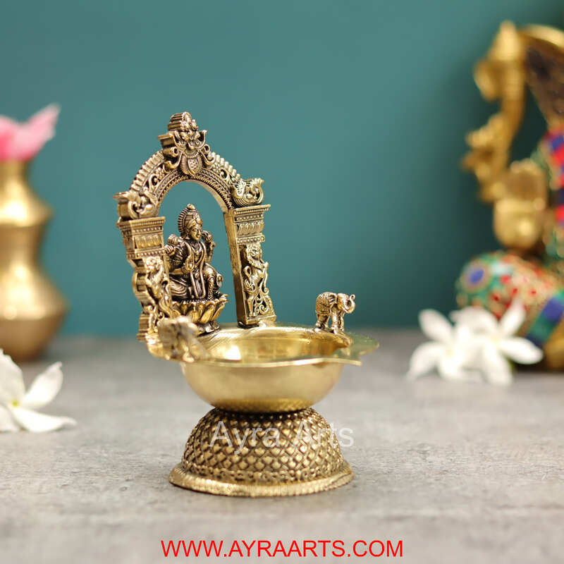 Premium Brass Lakshmi Deepak - 5 Inch Height