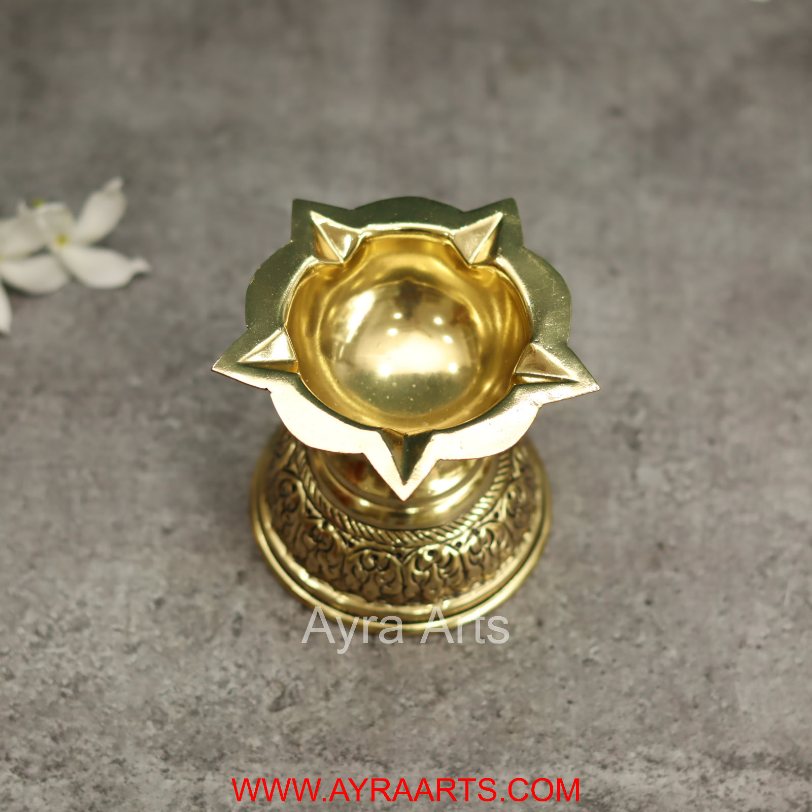 Premium Brass Five Wick Deepak - 3.2 Inch Height